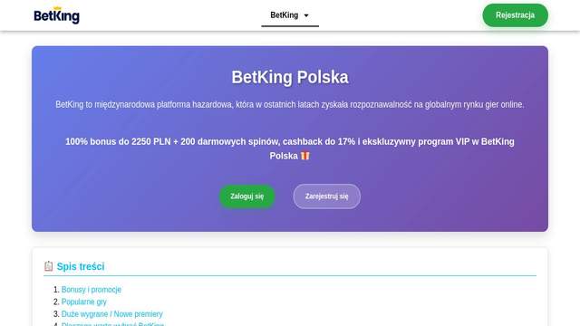 BetKing Poland casino screenshot